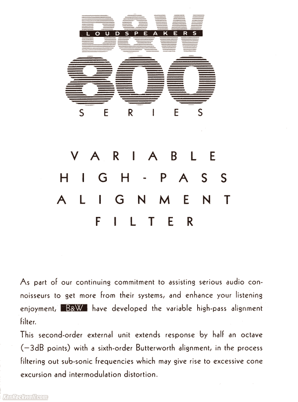 B&W Matrix 800 Series Variable Alignment Filter Instructions, Page 1