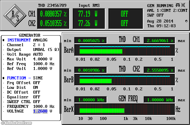 Hafler DH-120 power output