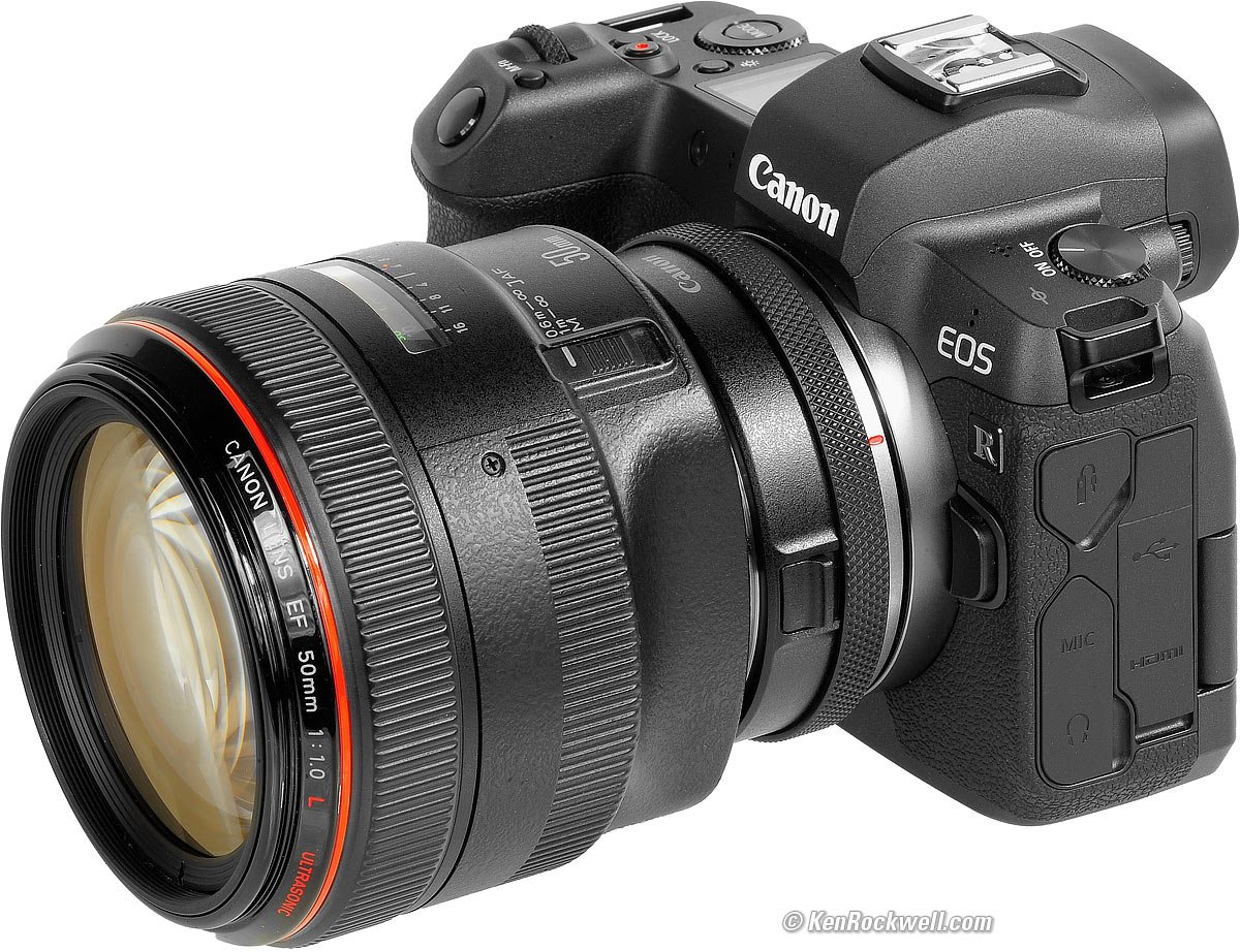 Canon EOS R i EF 50 mm f/1 L na adapterze EF