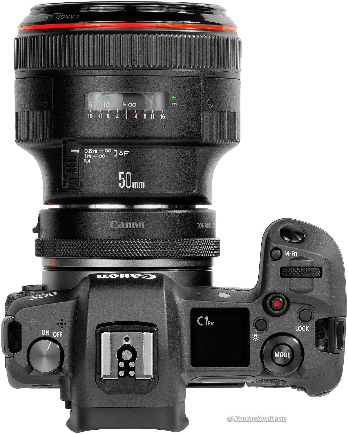 Canon EOS R i 50 mm f/1 L na adapterze EF
