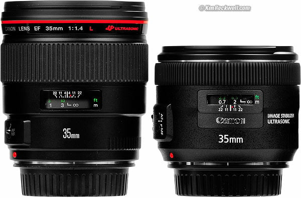 Canon 35mm lenses compared