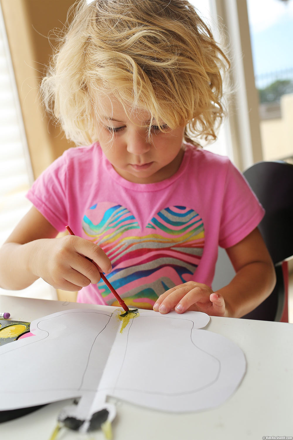 Katie asked Dada to cut out a butterfly so she could paint it with watercolors for Mama