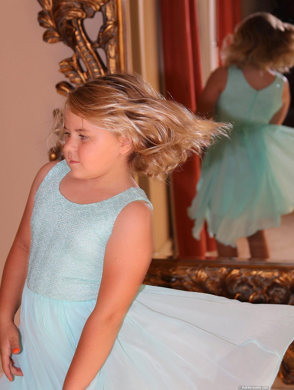 Katie in a dress.