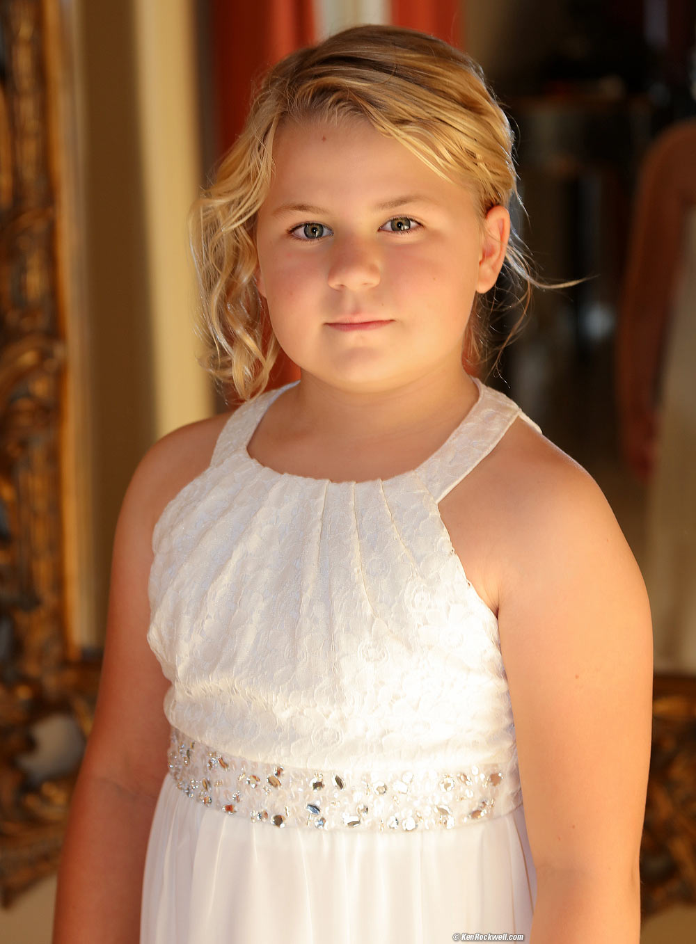 Katie in a dress.