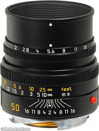 LEICA SUMMICRON-M 50mm f/2 showing hood