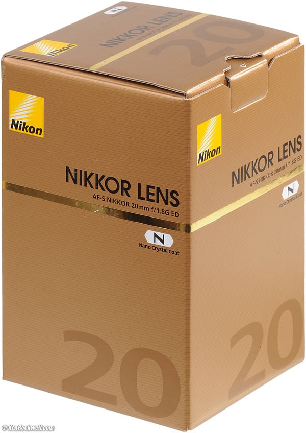 Box, Nikon 20mm f/1.8 AF-S