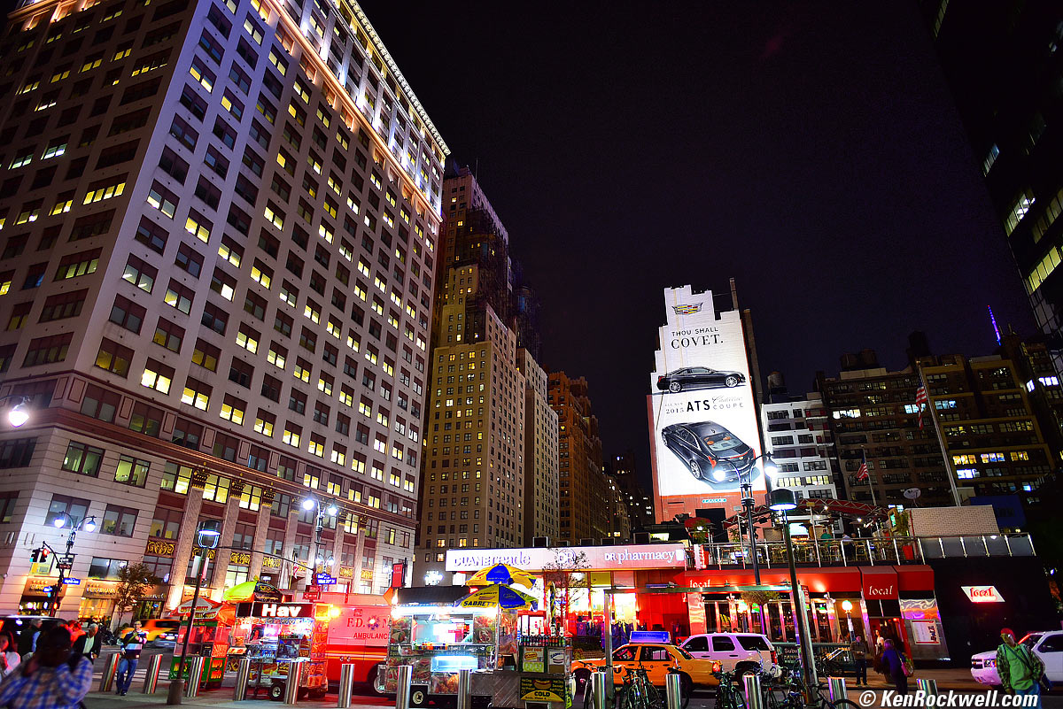 Outside Penn Station at night, New York City