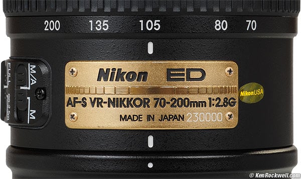 Nikon AF-S VR Nikkor 70-200mm f2.8G Lente