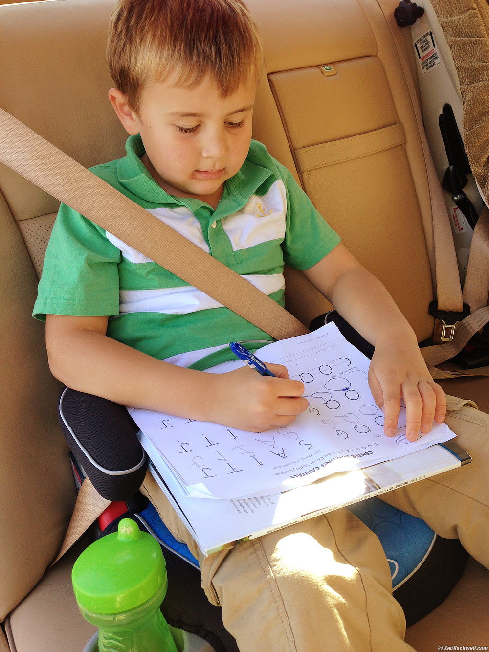 Ryan doing his homework in the back of the Mee