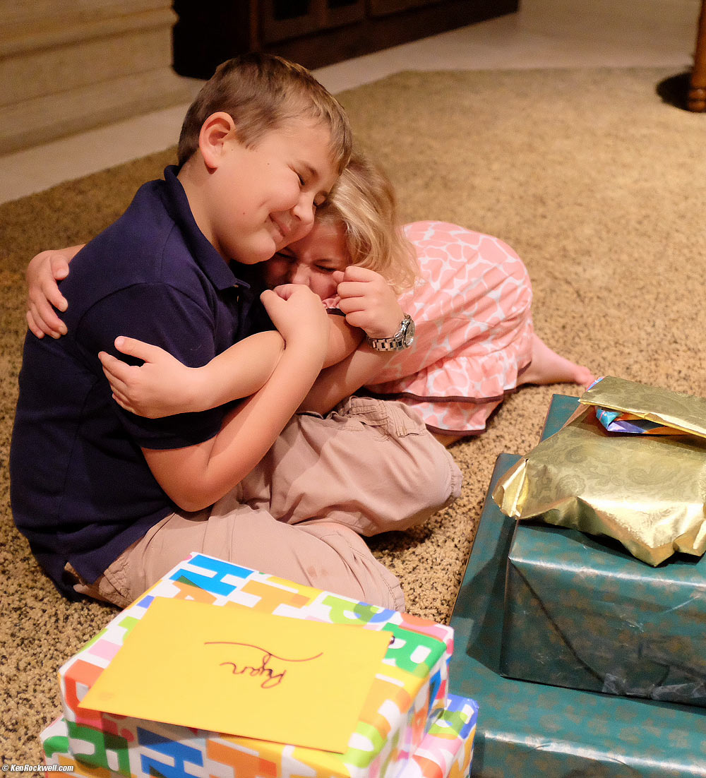 Ryan gets a birthday hug from Katie