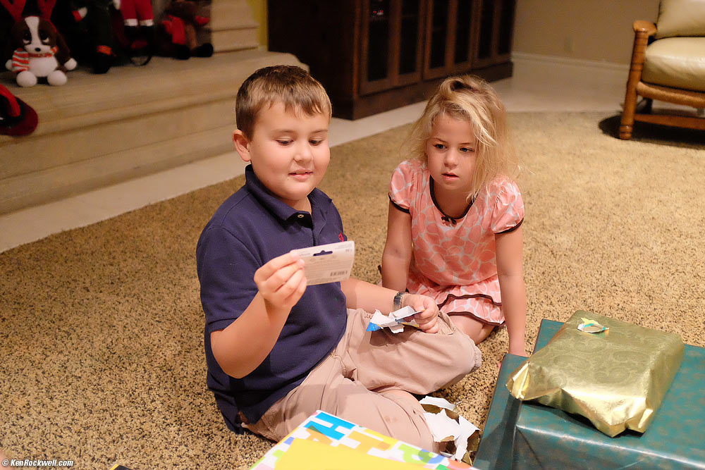 Ryan gets a birthday gift: 9V batteries from Dad. 