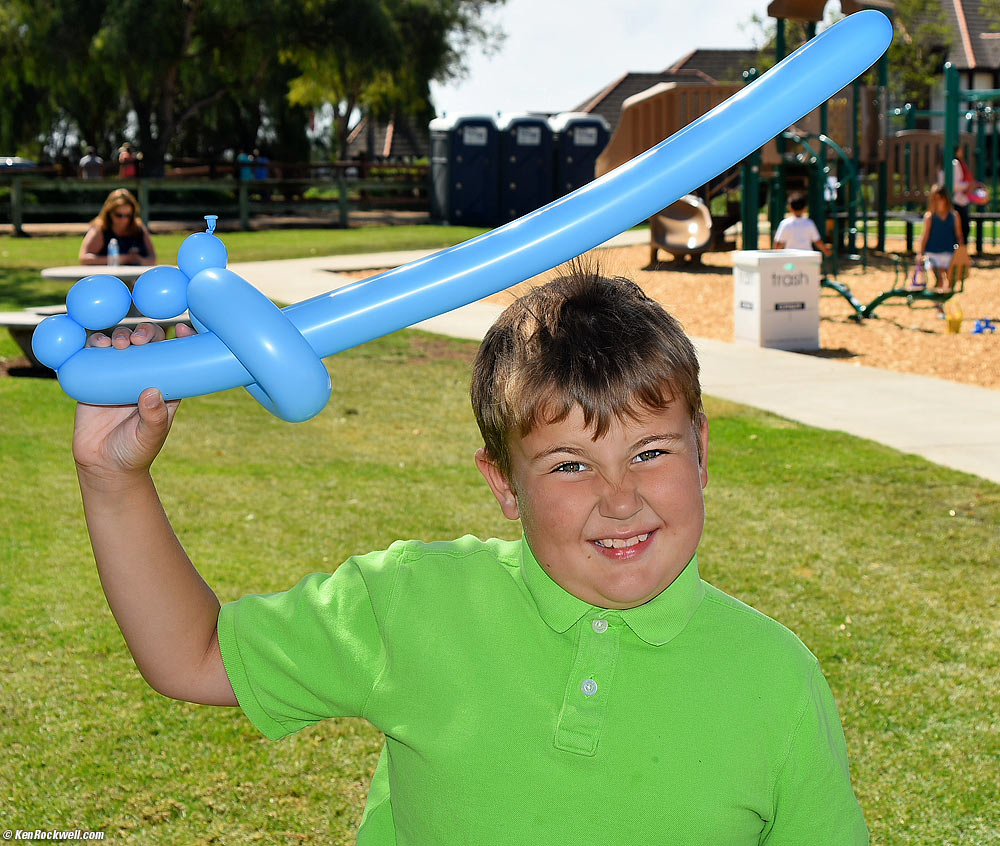 Ryan makes static electricity with his baloon sword.