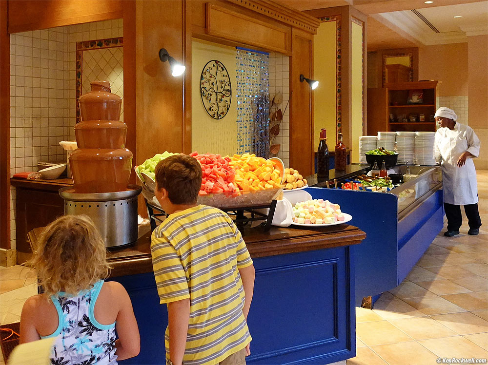 Kids check out the chocolate fountain
