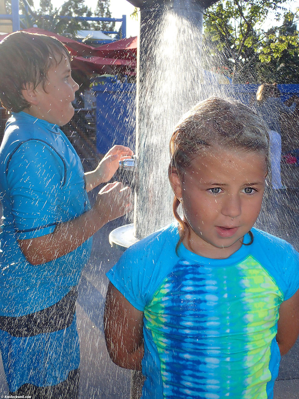 Kids take a shower