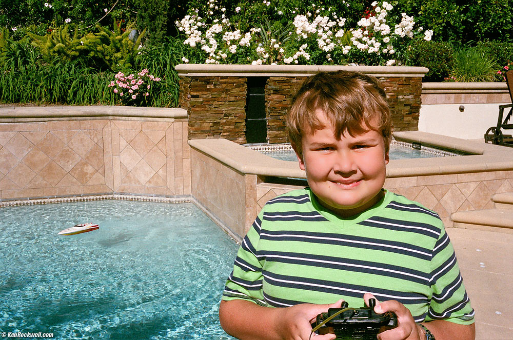 Ryan with his remote control boat