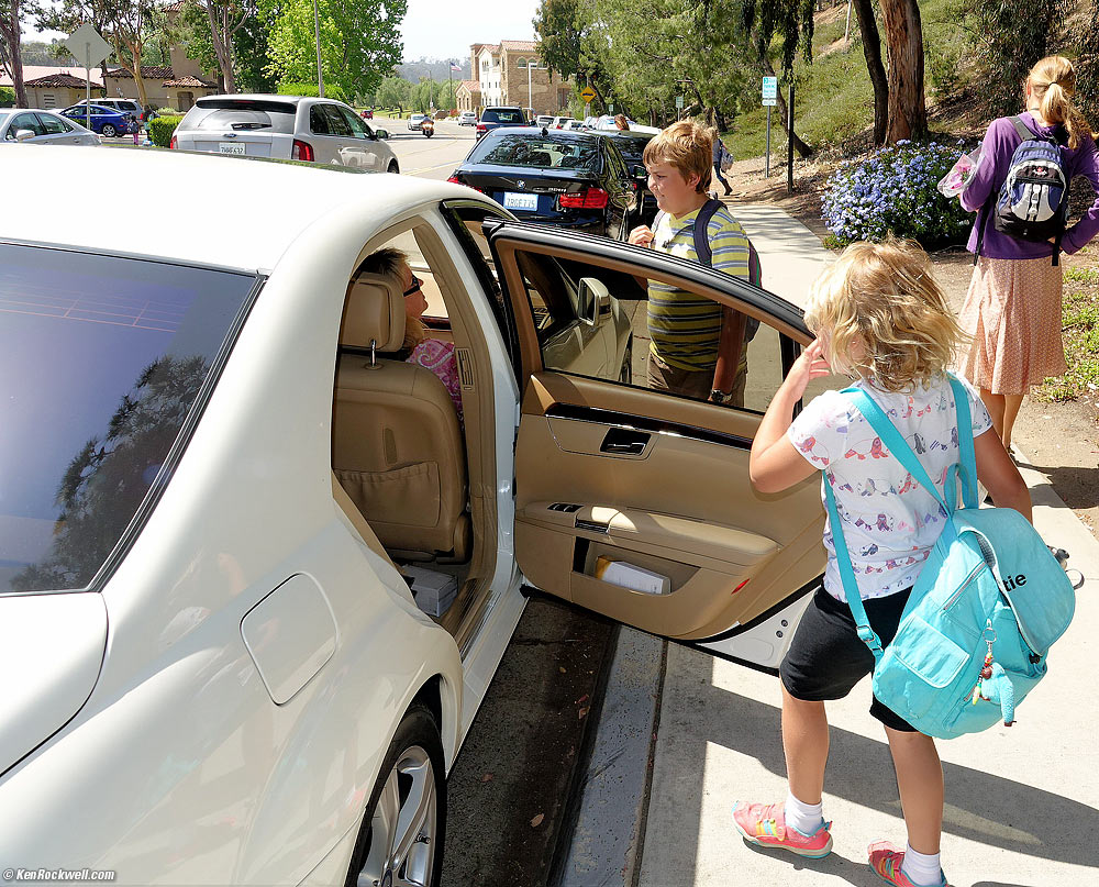 Picking up the kids from school.