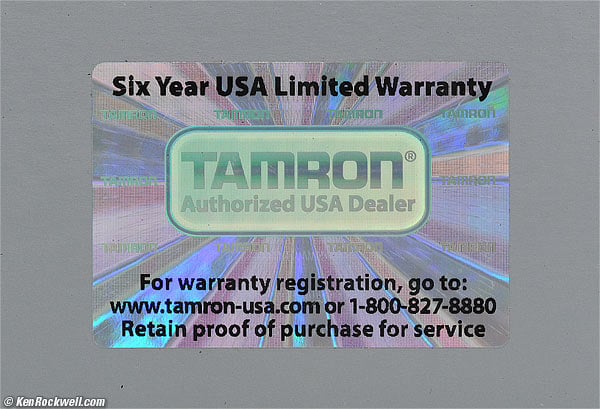 Tamron 150-600mm USA warrenty
