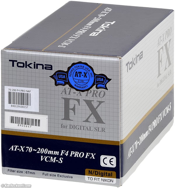 Tokina 70-200mm /4 box