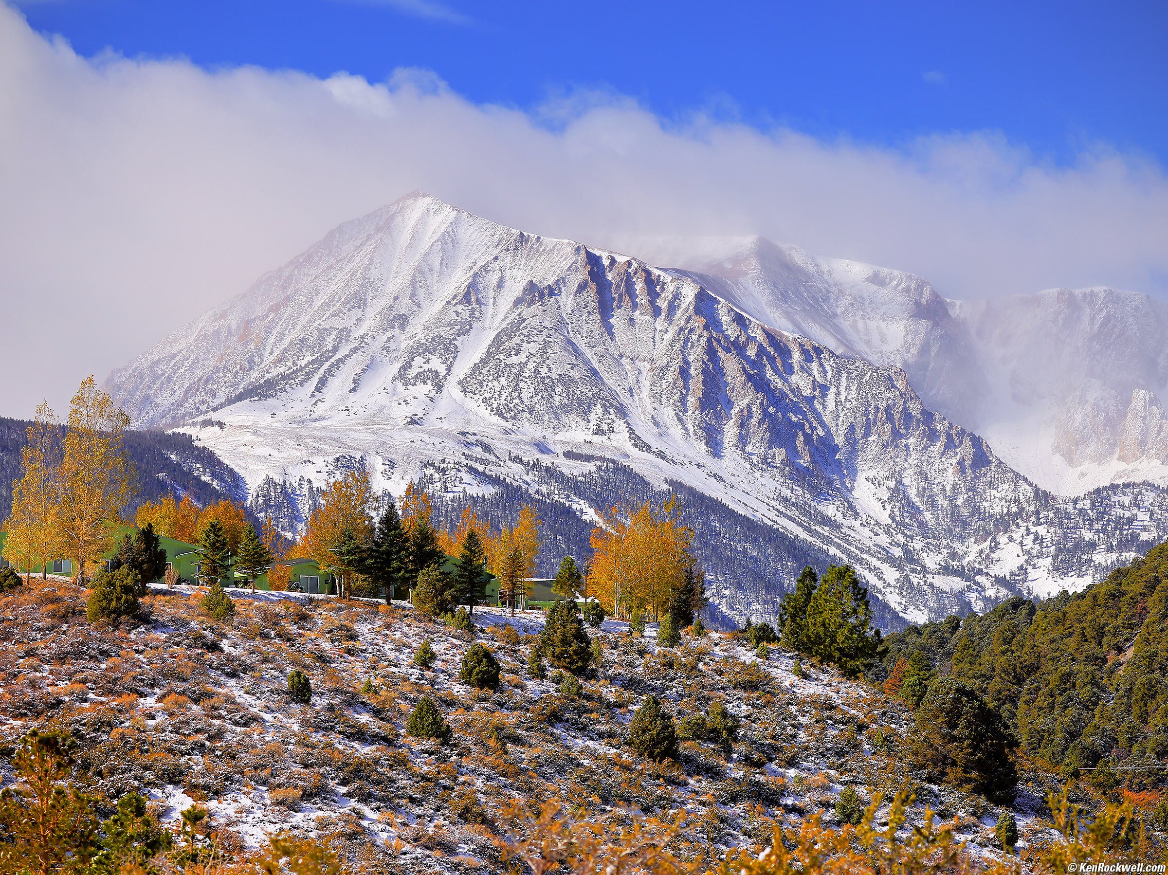 Snowy Sierras and Fall Color